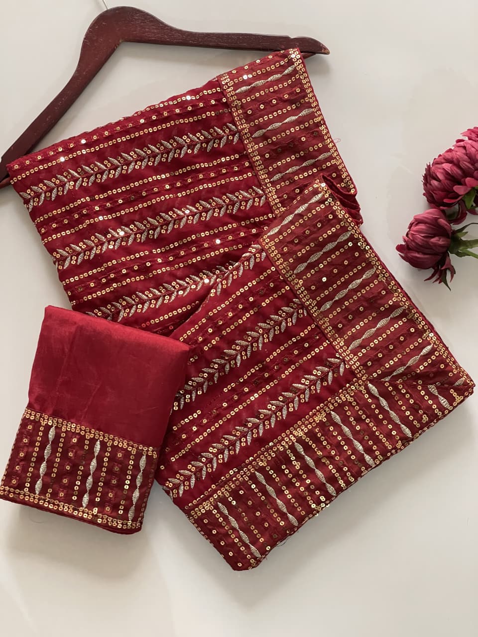 Pandadi Saree Women's Net Embroidered Saree with Multi-Color Thread, Sequins & Cutwork Border with Blouse Piece