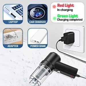 3 in 1 Portable Car Vacuum Cleaner with Blower | USB Rechargeable Wireless Handheld Car Vacuum Cleaner Traveling, Camping Reusable,Portable,Rechargeable (1)